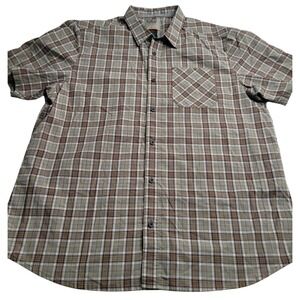 5.11‎ Tactical Short Sleeve Button Down Brown Plaid Men's Shirt Large
